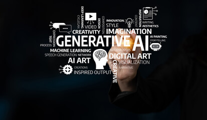 Obraz premium This image visually captures the essence of generative AI, highlighting concepts like creativity and technology in digital art and visualization methods, inspiring innovative thought. Tessel
