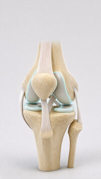 Knee Joint Anatomical Model on Soft Gray Background