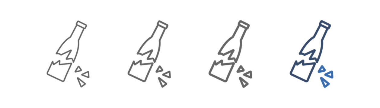 Outline icon set featuring a broken bottle design.