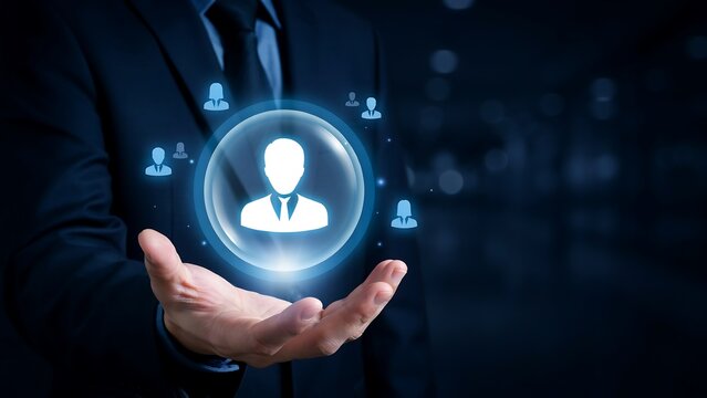 Human Resources and Talent Management Concept with Digital Employee Profile Network