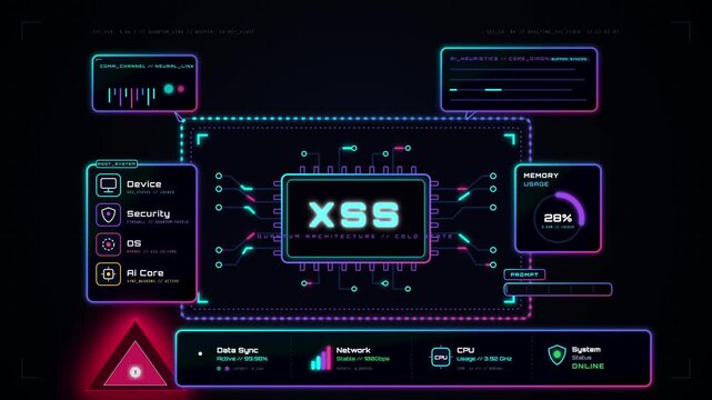 Xss cross site scripting cyber security digital data dashboard