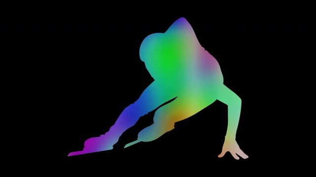 Colorful abstract patterns of a short track speed skater, alpha channel, looping