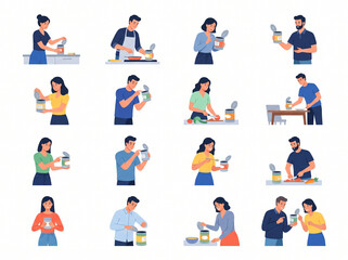 Fototapeta premium Metal Tin Can Ajar Everyday Life Activities Flat Vector Illustration Collection