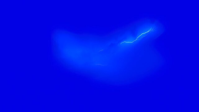 Lightning Bolt Strike on Blue Screen Background