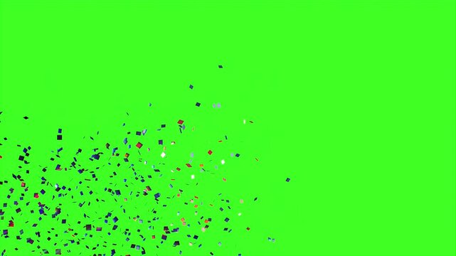 Colorful Confetti Explosion Falling on Green Screen Background render 3d