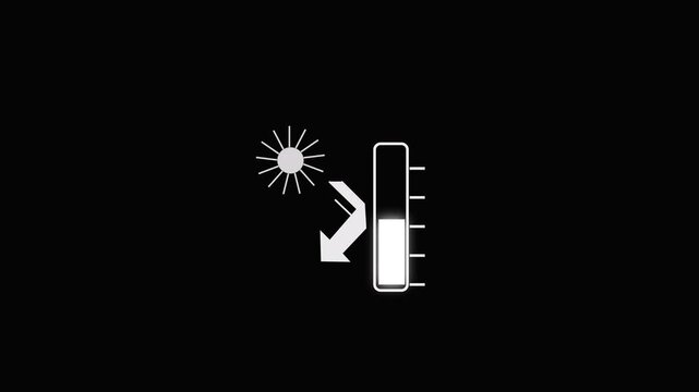 Temperature Decrease Icon with Sun and Cooling Level Gauge Animation
