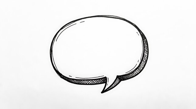 A hand drawn speech bubble illustration is isolated on a white background ideal for dialogue text or representing conversation and communication concepts