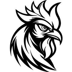 Fierce Rooster Head Tribal Mascot Vector Illustration © pungky