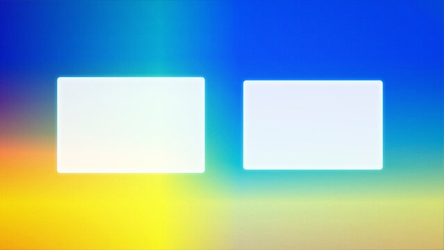 Two minimalist rounded rectangles emit a soft neon glow over a vivid blue-to-yellow gradient, creating a clean tech look for dashboards, ads, or interfaces.