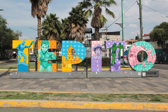 Mexico City, Mexico - July 21, 2025: Colorful letters at the entrance to Tepito in Mexico City, one of the city's most dangerous neighborhoods