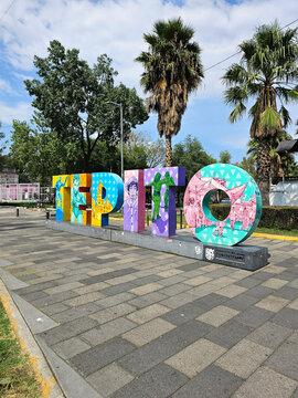 Mexico City, Mexico - July 21, 2025: Colorful letters at the entrance to Tepito in Mexico City, one of the city's most dangerous neighborhoods