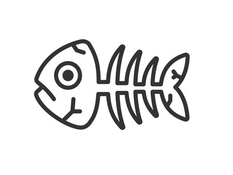 魚の骨のアイコン（線画）のイラスト