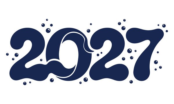 2027 year typography design with bubble elements