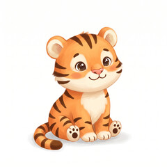 Obraz premium Cute Orange Tiger Cub with Soft Dark Stripes