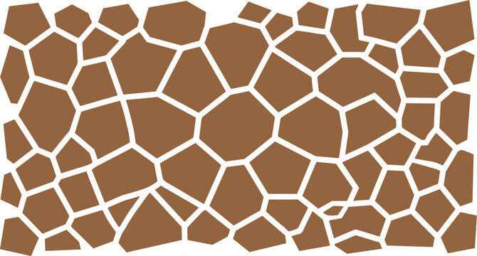 Abstract brown geometric mosaic pattern with irregular polygonal shapes stone pavement cracked earth and animal skin print texture vector background