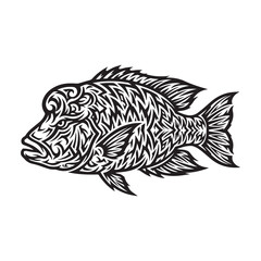 Fototapeta premium Tribal Tattoo Logo Fish Design for Branding and Identity.