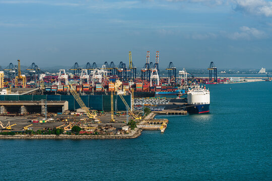 LAEM CHABANG, CHON BURI, THAILAND - SEPTEMBER 9, 2026: Laem Chabang Port, Thailand's largest deep-sea port. The industrial harbor supports international trade and global logistics.