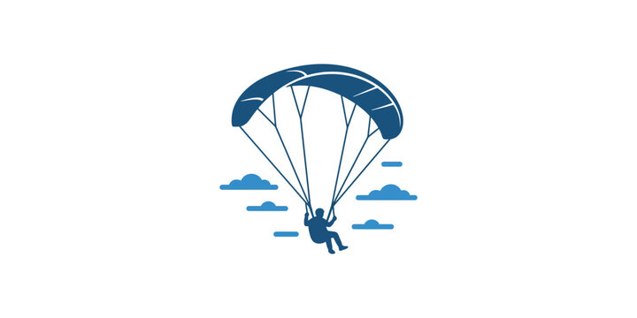 Illustration of a person paragliding through the sky.