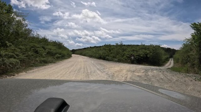 POV Driving on Gravel Roads Through a Nature Preserve in Eastern Vieques, Puerto Rico