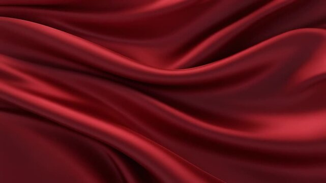 Luxurious Red Silk Fabric Background with Smooth Waves and Elegant Flowing Drapes