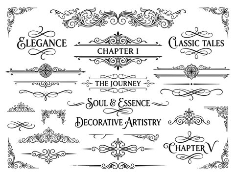 Elegant Vintage Decorative Ornaments and Typographic Dividers for Design