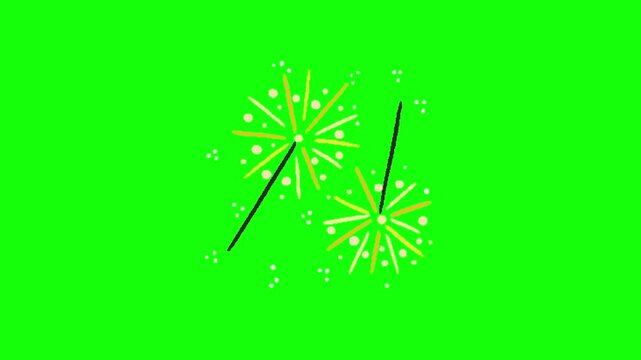 fireworks animation on green screen background
