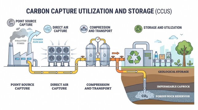 Carbon capture utilization and storage ccus process infographic