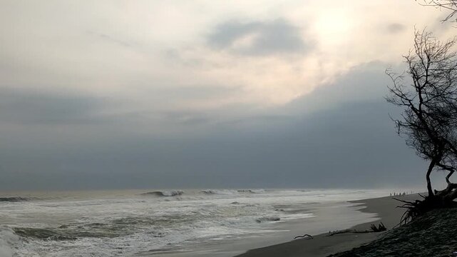 Sunlight Through Clouds Over Samas Beach Yogyakarta Indonesia