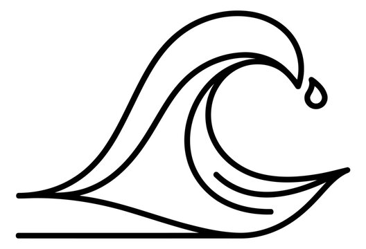 Ocean wave icon with a single water droplet, symbolizing sea, surf, marine life, water conservation, or the power and movement of the ocean