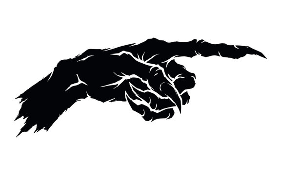 A hauntingly dramatic halloween scene featuring a shadowy pointing hand a chilling emblem silhouette