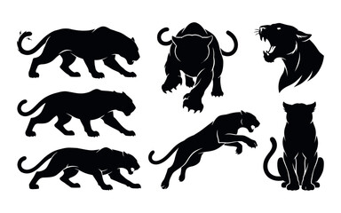 Obraz premium Dramatic black panther collection a series of bold and striking feline figures in silhouette