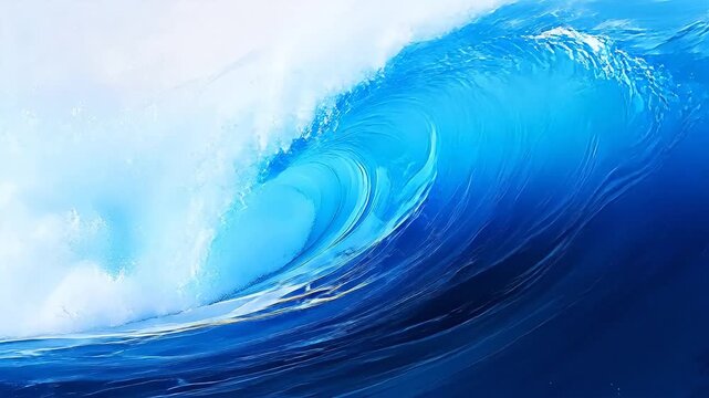 Blue ocean water waves with white foam and natural lighting in a close up perspective