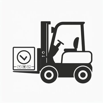 Forklift vehicle icon with box parcel badge