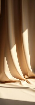 Abstract biege leather drape, gentle studio lighting, serene atmosphere, subtle shadow play,  material,  clean backdrop