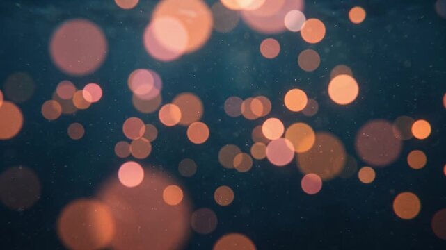 Sunset orange and pink soft blurred circles shift through underwater-inspired layered parallax with soft rim lighting, creating a romantic dreamy abstract background with seamless motion.