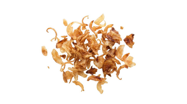 Crispy fried onions isolated on transparent background