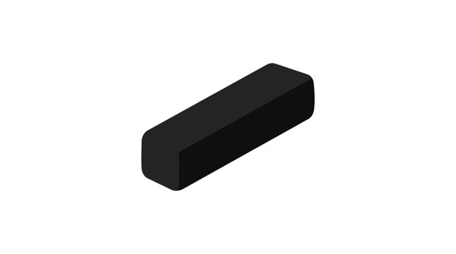 Minimalist black 3D rectangular bar with rounded corners isolated on white