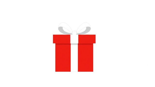 A simple, minimalist illustration of a red gift box with a white ribbon and bow on a plain white background.
