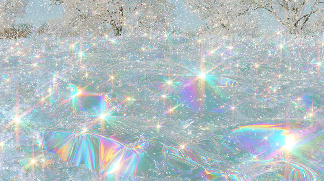 snow falling, light blue sky, abstract  