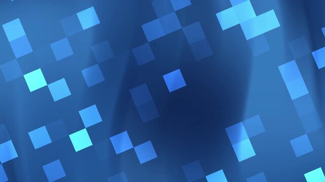 Abstract geometric composition with blue digital squares and glowing lights, perfect for futuristic design projects or techrelated concepts. Suitable for background designs.