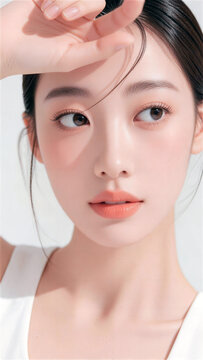 額に腕をかざす女性と顔に落ちる影