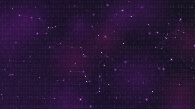 Purple digital binary code abstract background