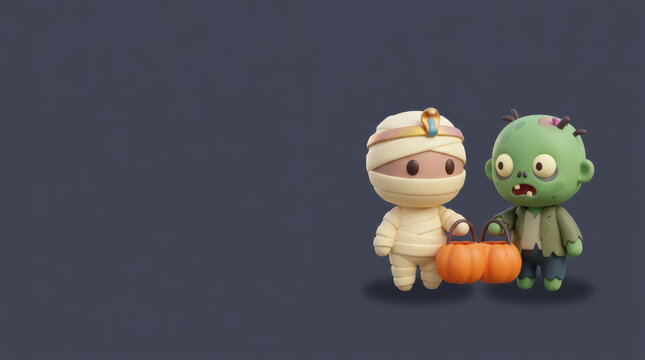 Cute 3D Alien and Ghost Halloween Figures