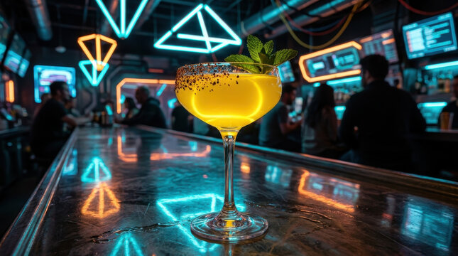 Cocktails in Cyberpunk Bar