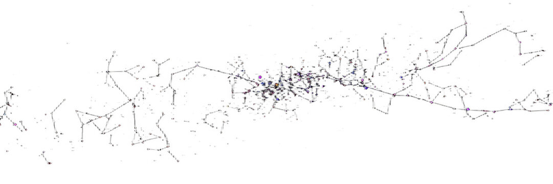 Abstract data network with glowing nodes on black background