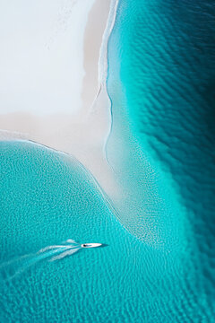 Top view of a white sand beach