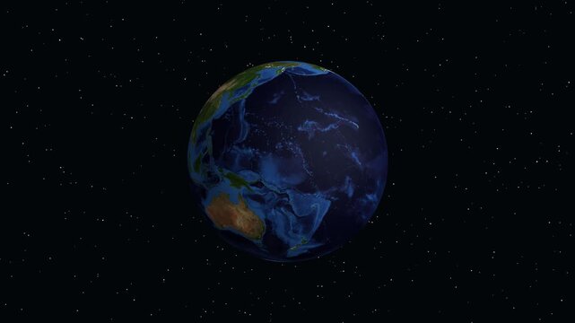 Earth Zoom Animation Transitioning from Space to Omsk Russia Location