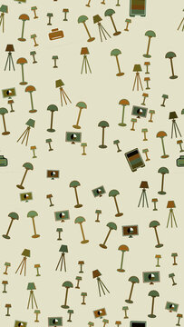 Seamless pattern of lamps and computer monitors
