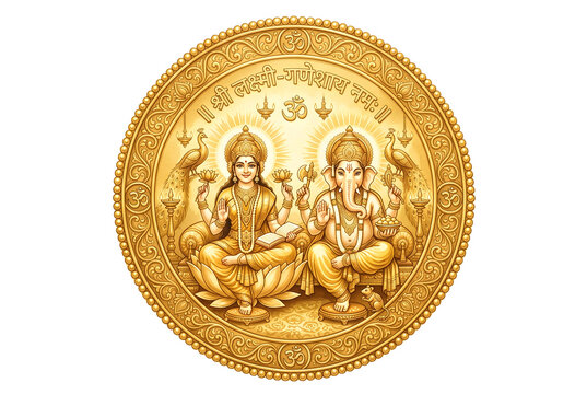 Auspicious Gold Coin with Lakshmi Ganesha Saraswati for Dhanteras Gifting