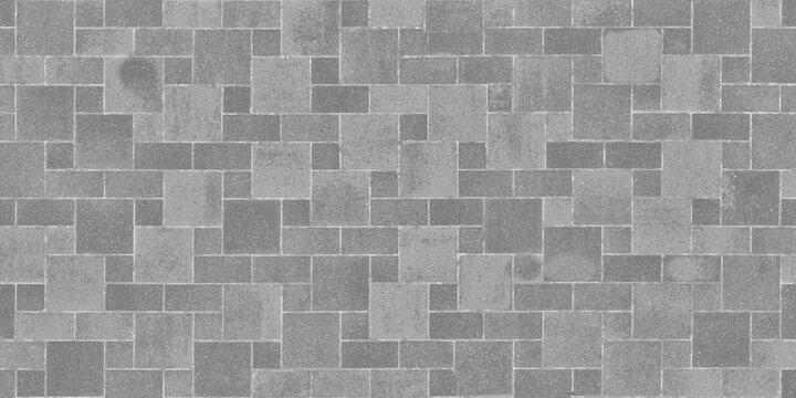 Gray Paving Stone Texture with Geometric Grid Blocks. Ideal for Architectural Renders, Outdoor Landscape Design, Floor Tiling Mockups and Urban Planning.